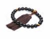 Nakago, Founded In 1885, Kyoto Buddhist Prayer Beads, Ebony, 22 Beads, Tiger's Eye Stone, Silk Tassel, Prayer Beads Bag (For Men, Suitable for All
