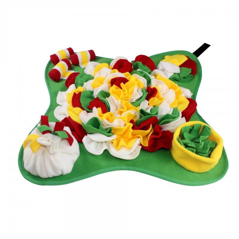 Interactive Dog Snuffle Mat With Treat Dispensing Design Durable Fleece Toy Mental Stimulation Stress Relief