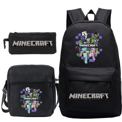 Minecraft Primary And Secondary School School Bag Children'S Backpack Backpack Shoulder Bag Pencil Case Three-Piece Set