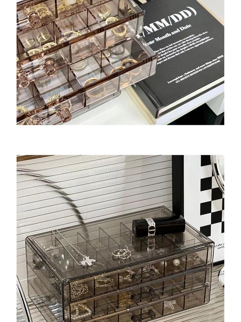 Clear Acrylic Multi-Layer Jewelry Organizer with Drawers for Rings, Earrings, and Necklaces