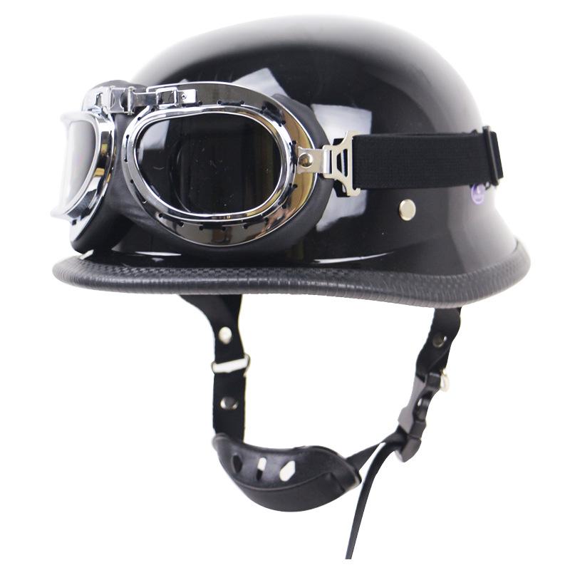 Retro DOT-Certified Half Motorcycle Helmet with Goggles for Outdoor Riding