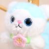 Cute Elf Cat Plush Doll Pendant Keychain Soft Skin-Friendly Plush with Wings And Floral Accent Portable Bag Charm Gift for Kids Cat Lovers