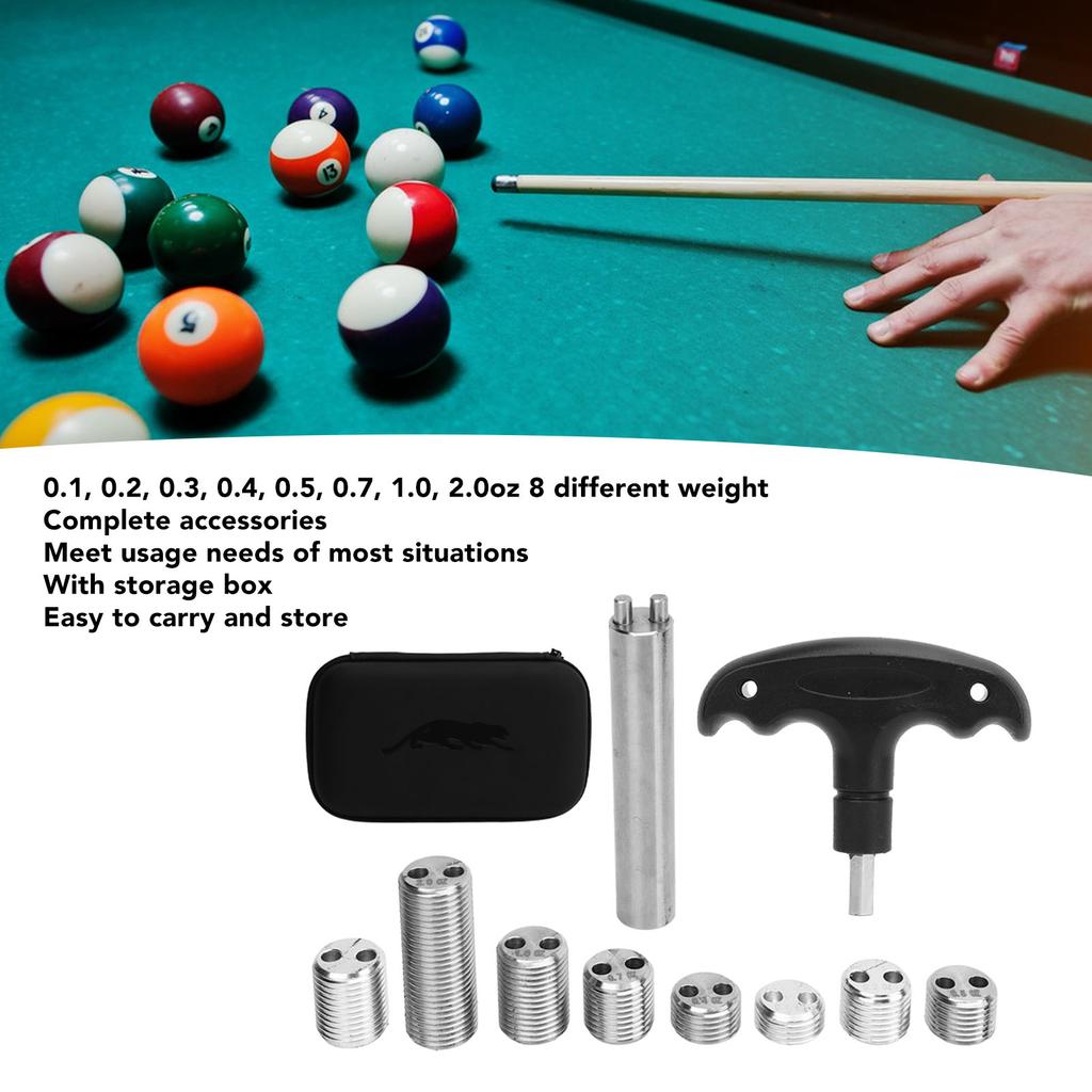Pool Cue Weight Bolts Kit Adjustable Weight Billiard Screw Tool SUS and Aluminum