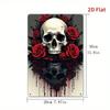 Metal Gothic Skull Red Rose Tin Sign Wall Art Retro Home Bar Vintage Plaque Man Cave Garage Kitchen Decor