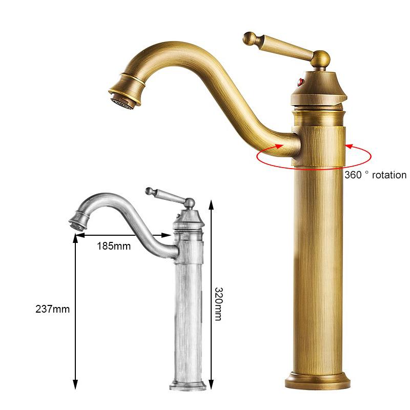 Bathroom Tall Basin Sink Faucet 360 Degree Turn Sink Hot and Cold Bath Sink Vessel Faucets Water Mixer Crane EL5002