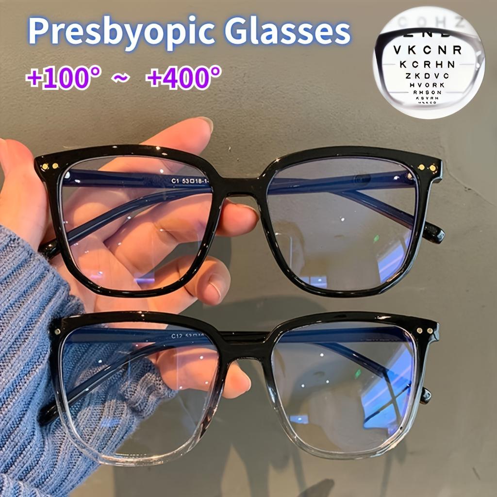 Large Square Reading Glasses , Fashionable Reading Glasses, Classic Reading Glasses for Women and Men To Read Books +1.0 To +4.0