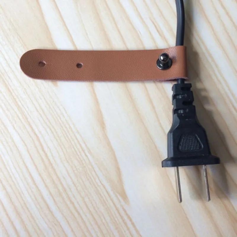 5Pcs Leather Cable Winder Charging Cable USB Cable Bundle Storage Leather Belt Adjustable Hole Buckle Design