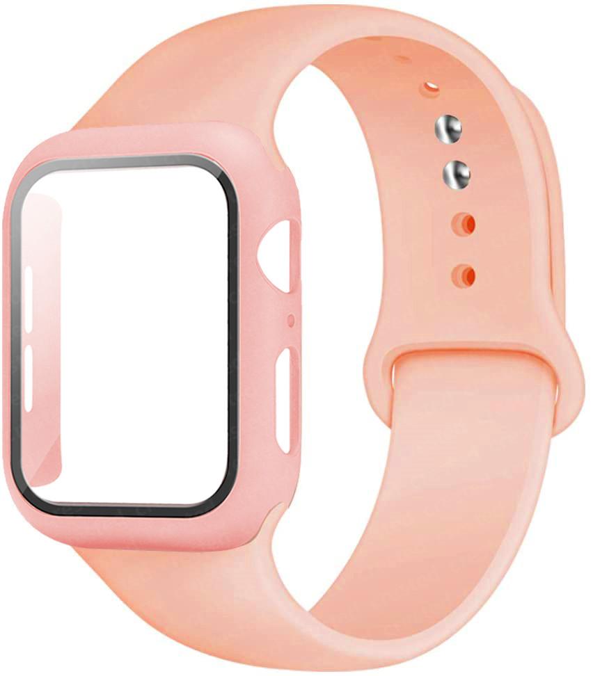 For Apple Watch Bands 46mm 44mm 41mm 40mm 45mm 42mm Silicone Correas Bracelet Iwatch Series 10 9 8 7 6 SE 3 11 Glass+Case+Strap