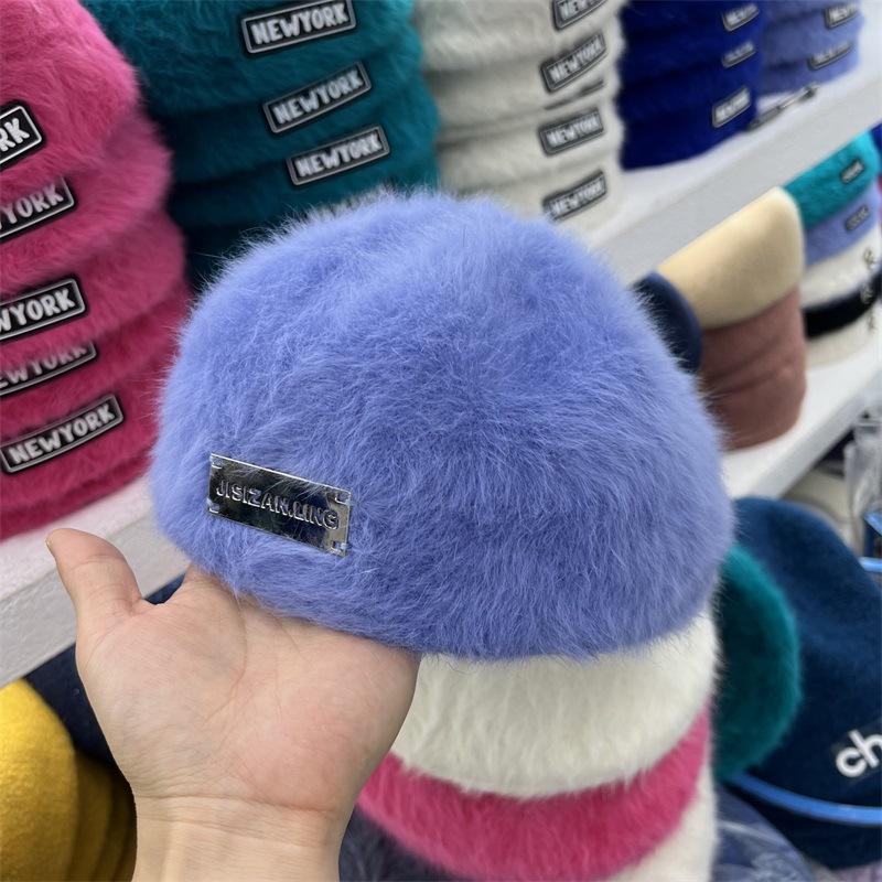Fashion book rabbit fur forward hat women winter versatile retro reverse cap
