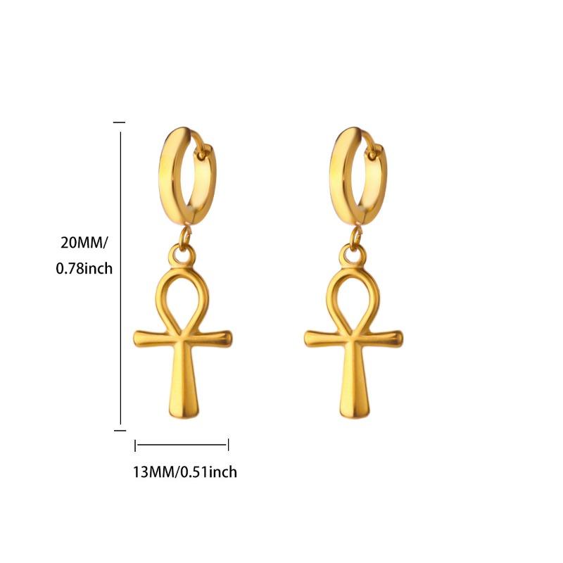 Personalized Cross Stainless Steel Pendant Earrings Women's Earrings K Gold Plated Simple Versatile Earrings