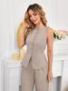 Summer Thin Breathable Women's Two-Piece Outfit - Sleeveless Top with Tie Waist French Wide Leg Pants Fashion Set