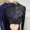 Women' lace BLOUSE, openwork, black, elegant, evening, fashionable, size 5XL