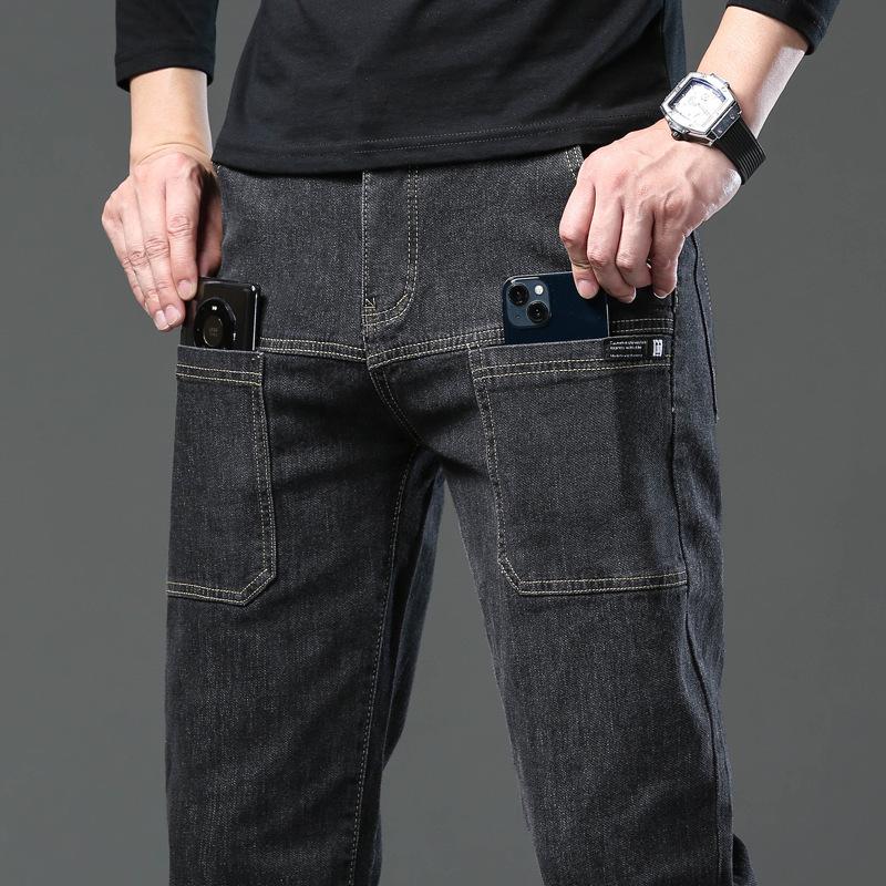 

Men s Elastic Six-Pocket Straight-Leg Jeans: Comfortable, Versatile, Casual Wear for Spring and Summer 31 чёрный