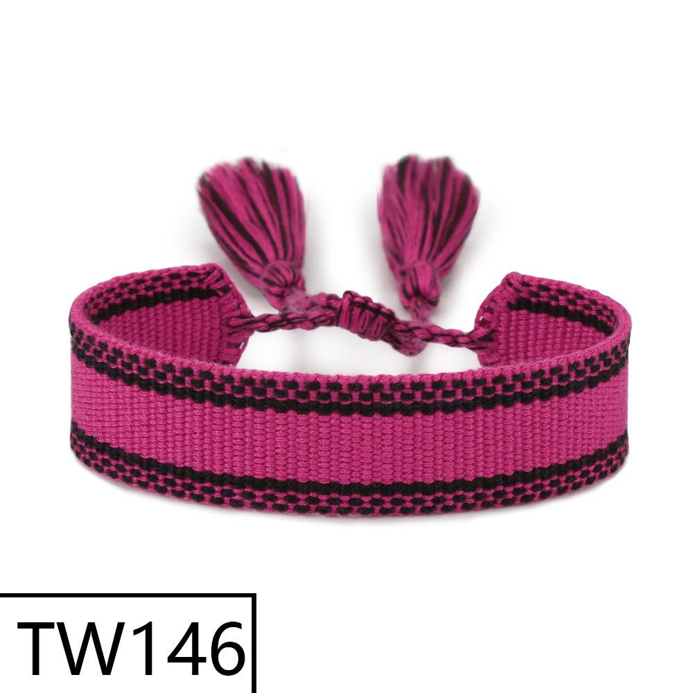 Handmade Bohemian Embroidered Logo Tassel Bracelet - Ethnic Style Friendship Band
