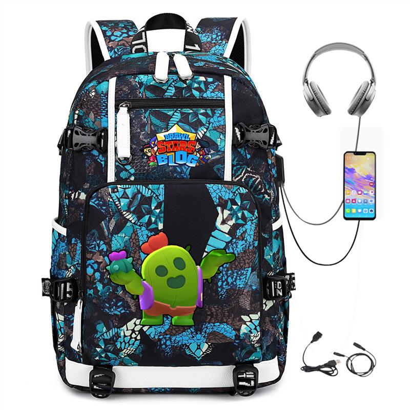 Mochila Periférica Brawl Stars Com Usb Mochila de Estudante para Viagem ao Ar Livre Mochila de Montanhismo de Grande Capacidade