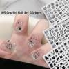 Graffiti Style Cute Cat Bow Nail Decals with Adhesive Backing - Sweet & Cool Nail Art Stickers