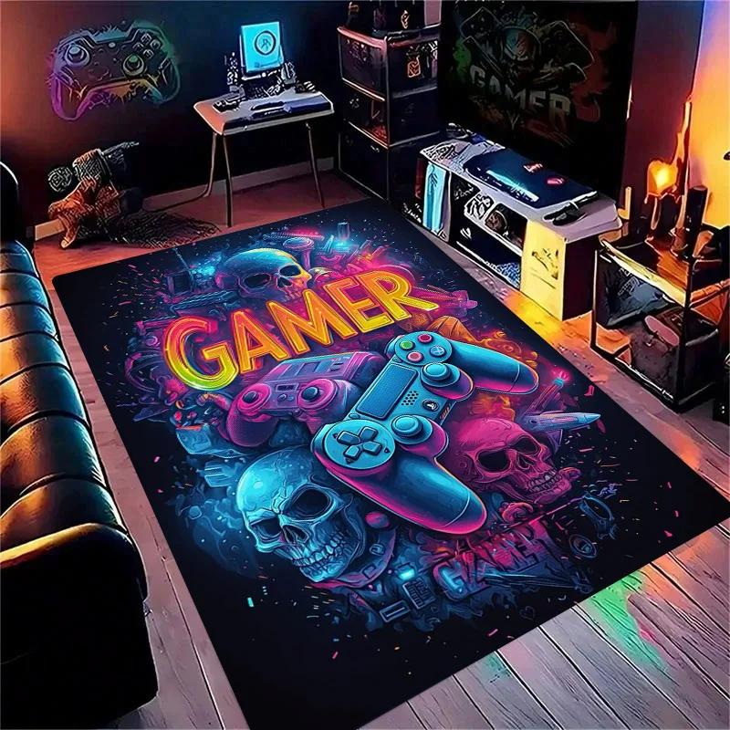 Gaming for Boys Room Gamer Casual Carpet with Controller Design Rug for Game Room Bedroom Decor Machine Washab Mat