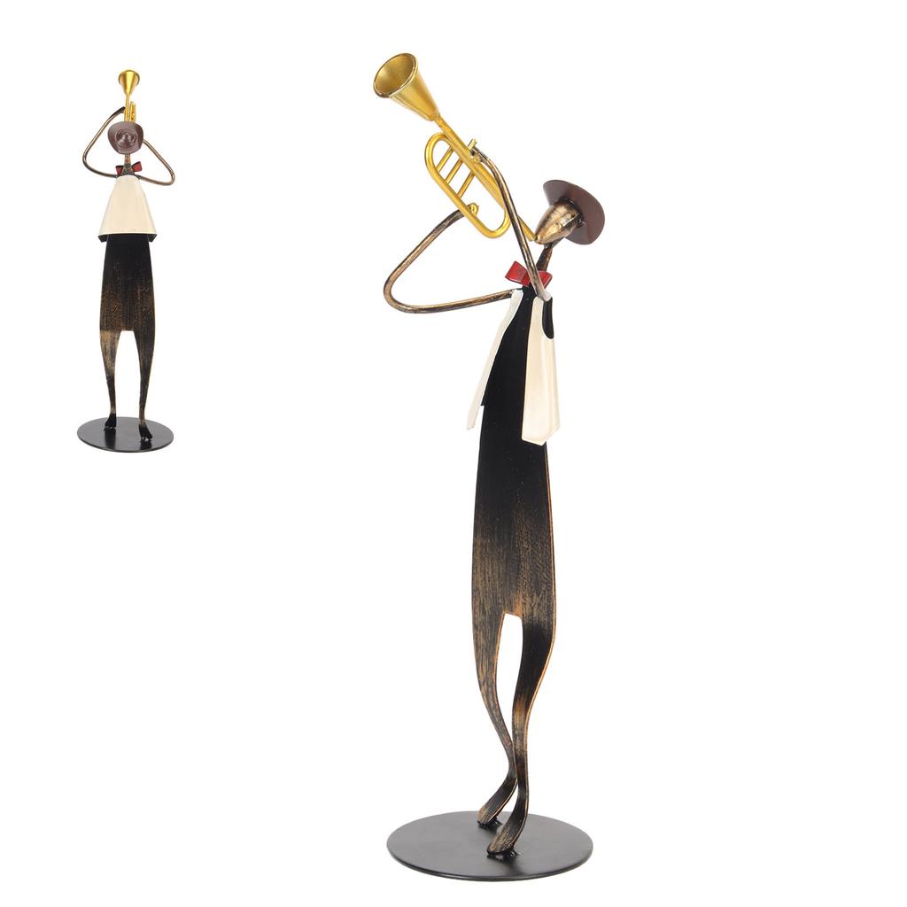 Trompetenspieler Figur Modern Abstrakt Handgefertigt Metall Musiker Skulptur für Wohnzimmer