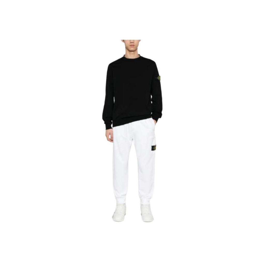 Stone Island Solid Color Crew Neck Pullover Fitted Straight Long Sleeve Sweatshirt Men sweatshirt Black 801564752-V0029