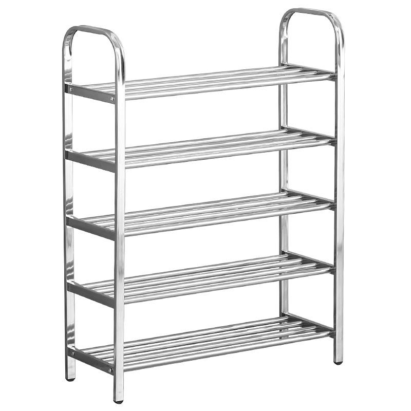 Stainless Steel Multi-layer Shoe Rack, Space-Saving Floor-Standing Shelf for Home and Dormitory Entrance.