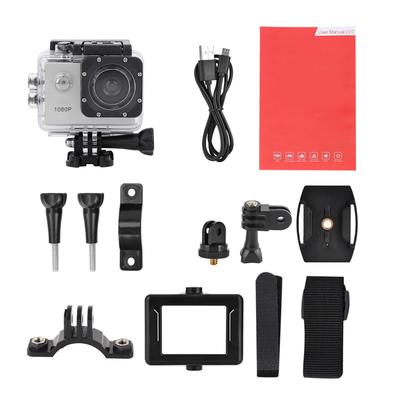 Caméra d'action sportive HD 1080P Écran LCD 2 pouces Étanche 30 m Ensemble avec batterie