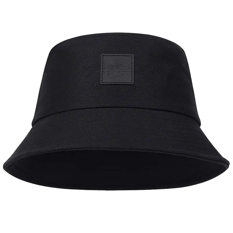 

Unisex New York Leather Label Personality Bucket Hats Fishermen Caps Outdoor Casual Cap Sunscreen Hat