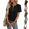 Women's Fashionable Casual Button-Up V-Neck Short-Sleeve T-Shirt