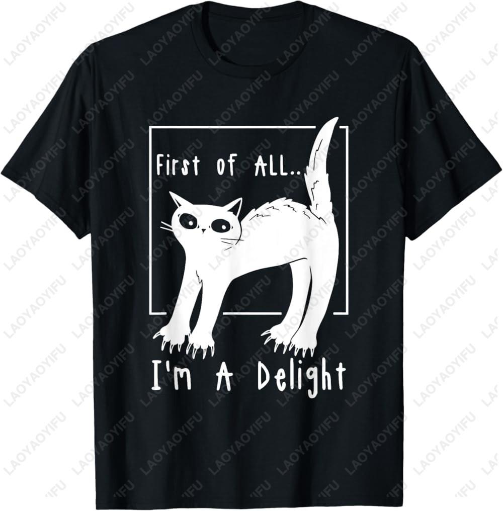 Firstly I Am A Happy Sarcastic Irritable Yet Amusing Cat A Tshirt with A Stylish Shortsleeved Roundneck Design