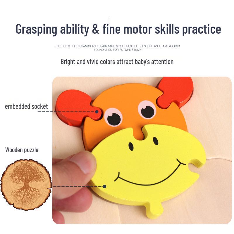 Wooden 3D Puzzle for Toddlers (1-3 Years) - Early Education & Intellectual Development Toy for Boys and Girls