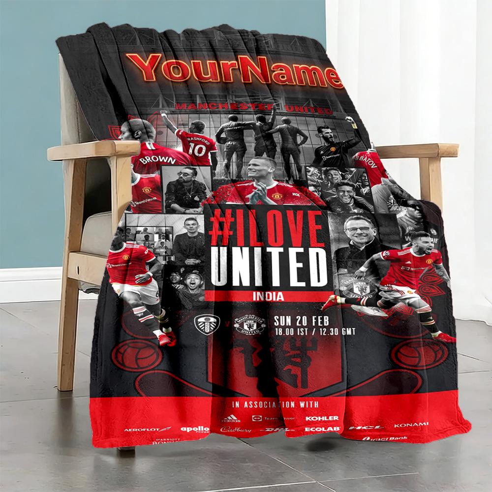 Manchester Customize Text Blanket Lightweight Customizable Blanket Durable Comfort Throw For Livingroom Office Chair Picnics Home Decor