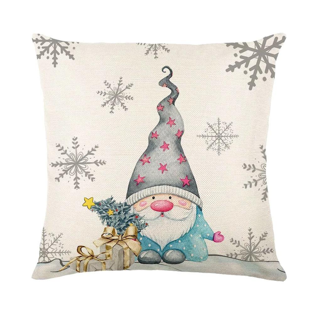 1 Piece of Merry Christmas Decoration Pillow Cover Fawn Christmas Tree Santa Claus Snowman Printed Cushion Suite Home Decoration