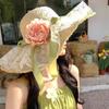 Summer Flower Lace Bow Fresh Straw Hat Women Seaside Vacational Sunshade Beach Hat