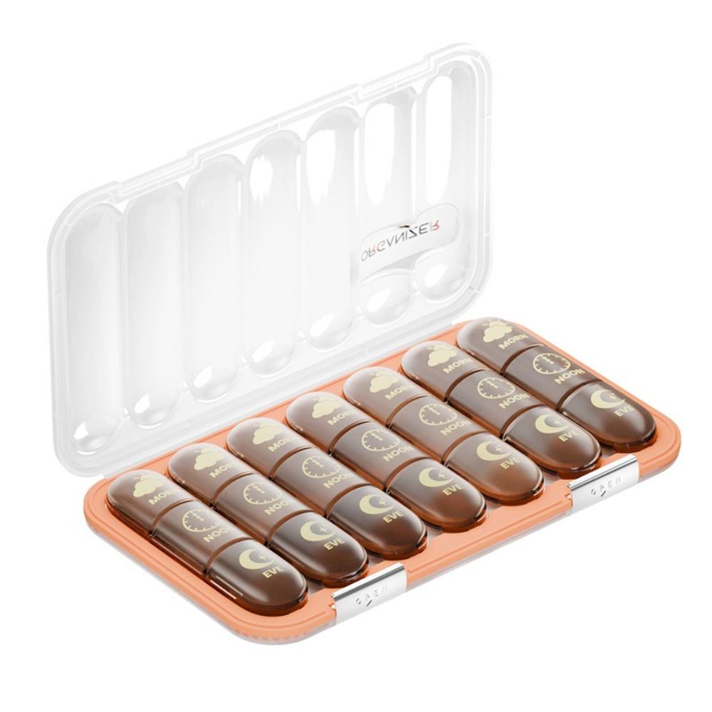 Large Capacity Weekly Pill Box Separate Grid Pill Storage Box Pill Organizer  Travel Use
