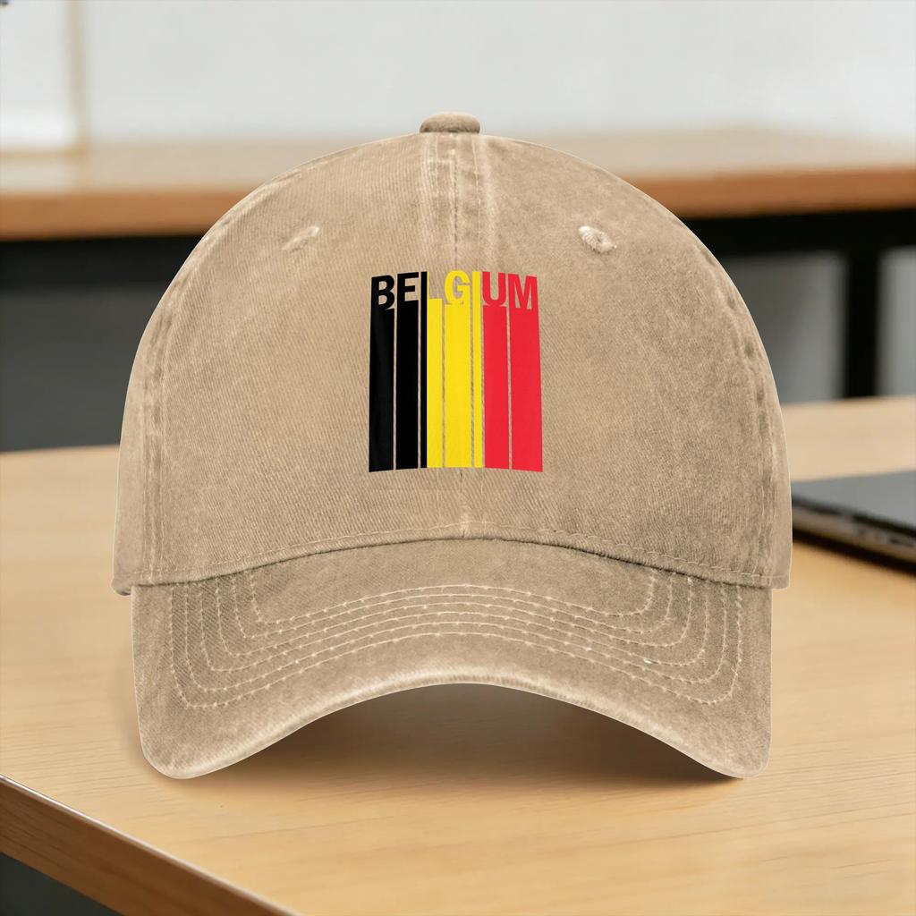 Belgium Fashion Baseball Cap Sun  Outdoor Sport Hot Sale Washed Hip Hop Hats UnisexTeens Trendy Print Snapback Cap