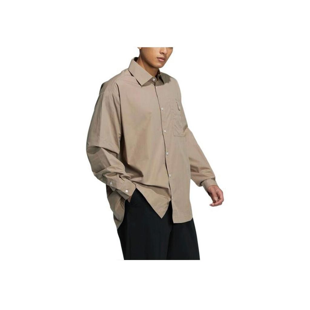 Adidas Originals Solid Color Button Down Long Sleeve Shirt Unisex Shirts Brown HU1231