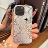 Acrylic Back TPU Bumper for Iphone 15 16 Plus XR Air 11 18 Pro Max XS Max 17 Pro 13 14 12 Flying Plane and Map Hone Case Shockproof Cover