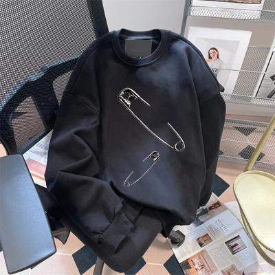 Ženy American Vinatge Pullover Pin s potiskem Dámská mikina Podzimní Zimní elegantní kulatý výstřih s dlouhým rukávem pár elegantní top