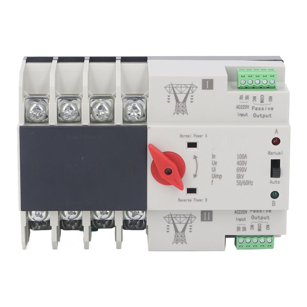 Dual Power Automatic Transfer Switch 4P Fast Switching AC400V 100A for Home Factory