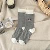 Sock Girl Autumn Embroidered Cartoon Dog Mid-calf Socks Trendy Striped Pile Socks Cotton Socks Girl