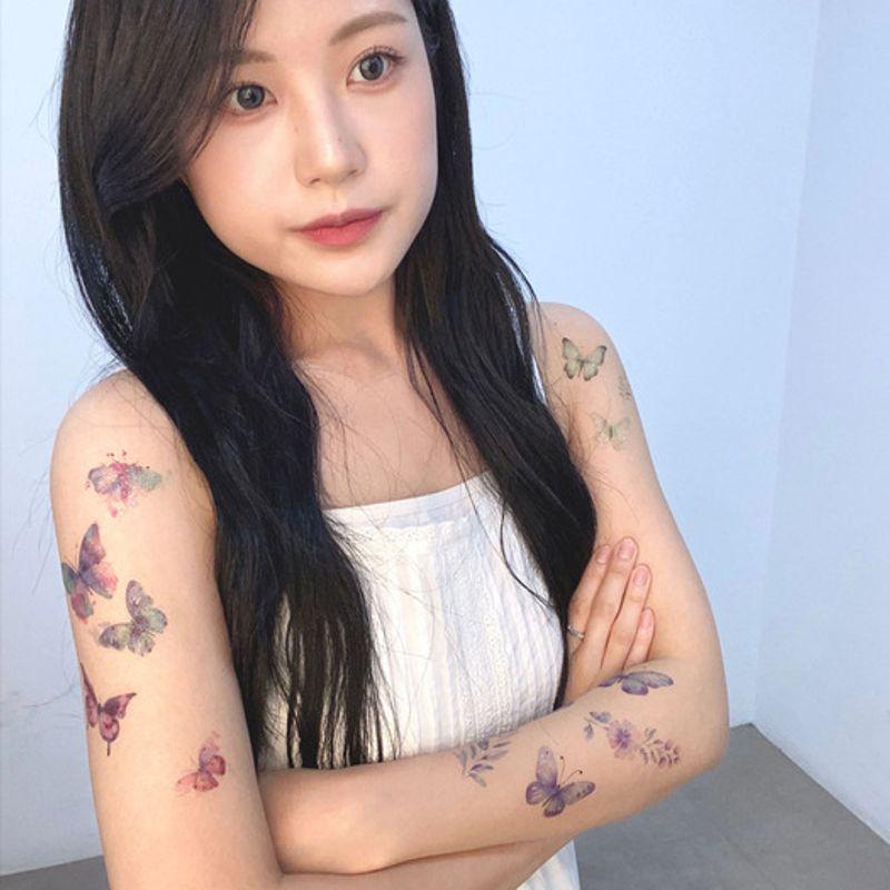 

Sparkly Glitter Butterfly Flower Tattoo Sticker Lovely