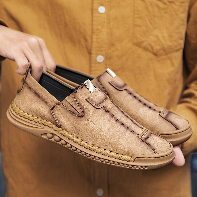 Frühling und Sommer 2025 Neue Übergröße Herren Freizeitlederschuhe Handgefertigt Außenhandel Herrenschuhe Ein Schuh