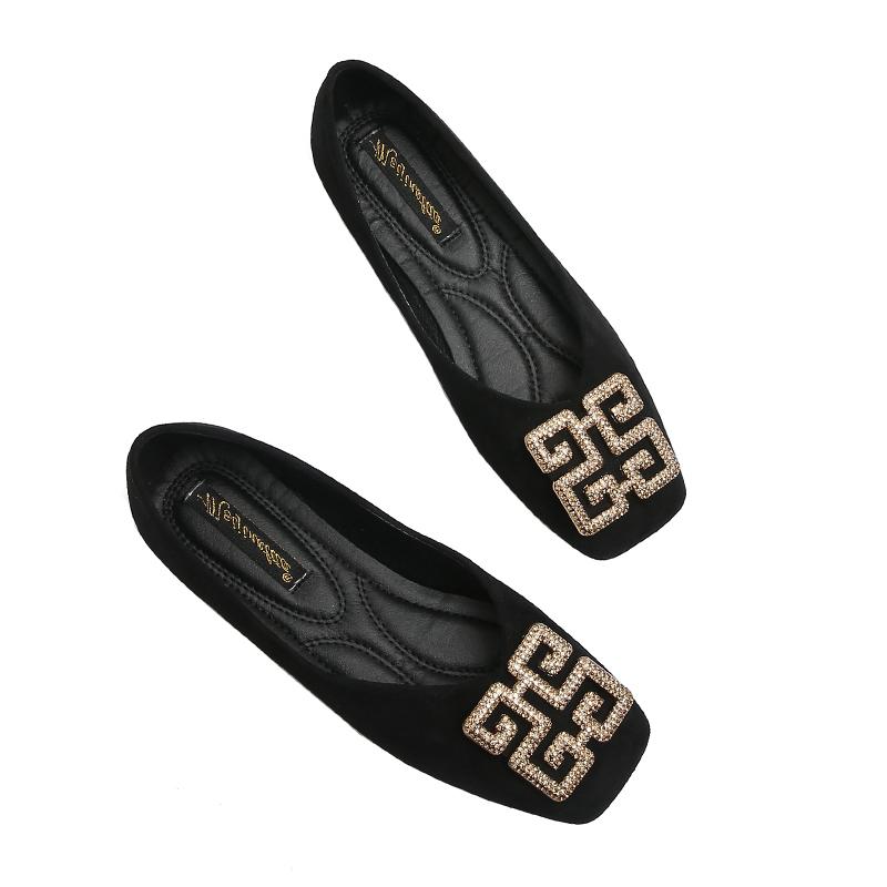 Fashion Flat Shoes for Women's Spring New Square Toe Versatile Shallow Cut Low Heel Women's Shoes Loafers Women Large Size 44 45 46