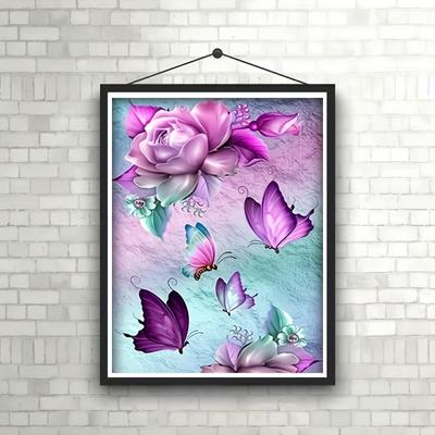 5D DIY Diamantmalerei Schmetterlinge und Blumen Kreuzstich-Set Vollständige Diamantstickerei Mosaikkunst Bild aus Strasssteinen Dekor Geschenk