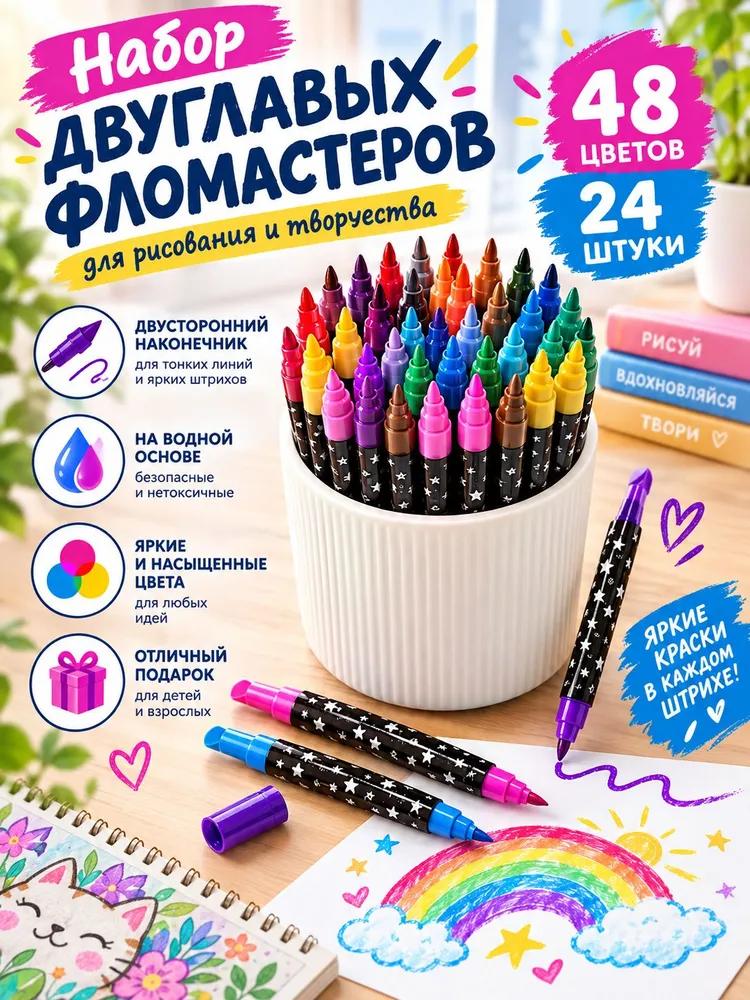 Watercolor marker set, thickness: 3 mm, 48 pcs for sketching, for graffiti