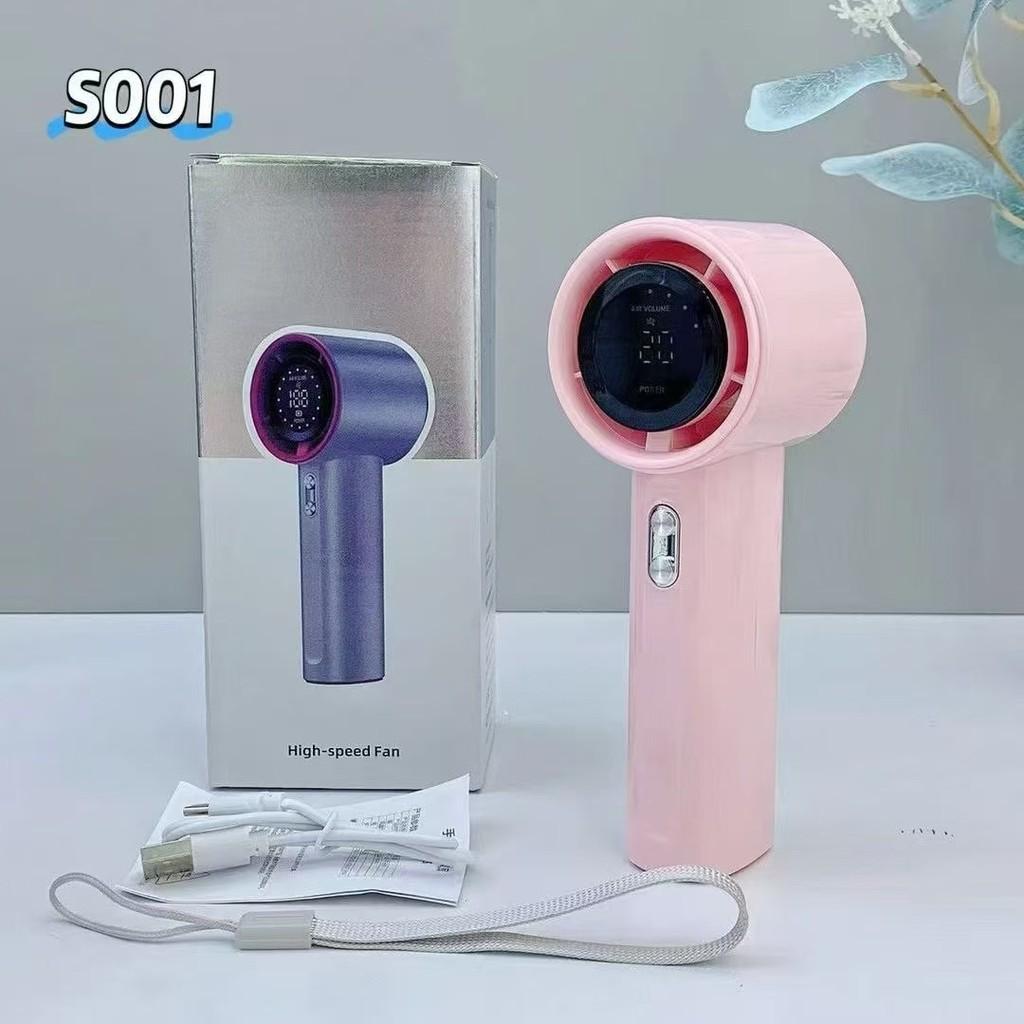 Handheld Mini Turbine Fan With Usb Rechargeable Led Display For Travel And Office Use