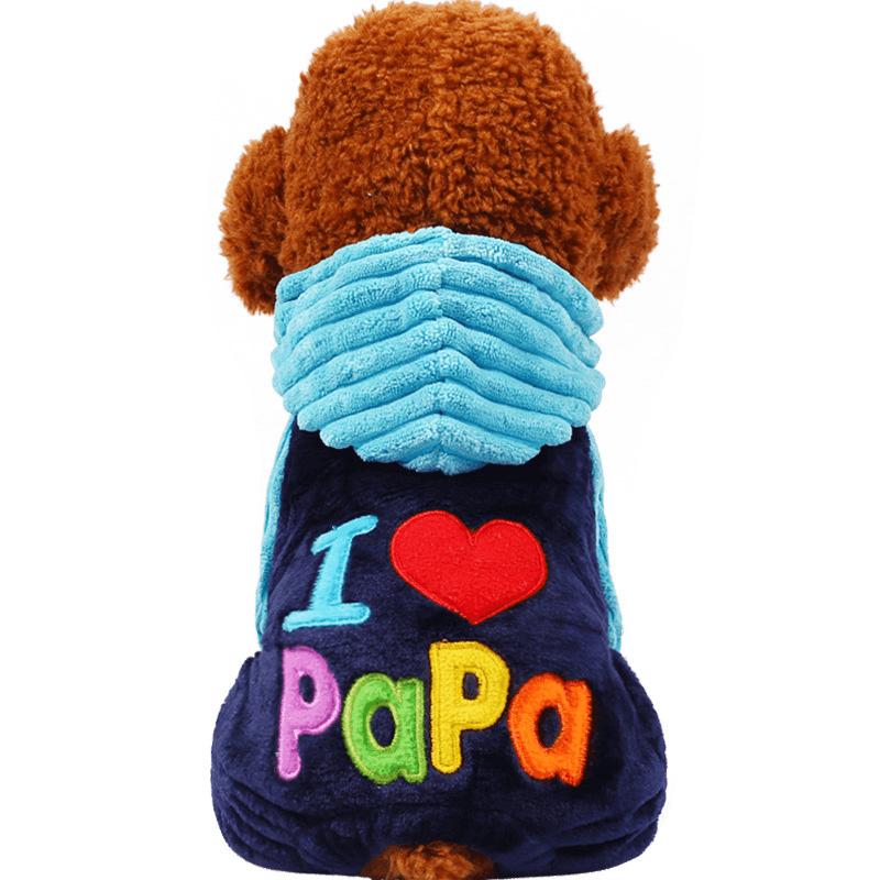 Winter Fleece Pet Dog Costume for Small Dogs Love Mom Thick Puppy Cat Clothes Chihuahua Yorkies Coat Jacket Pets Clothing Outfit
