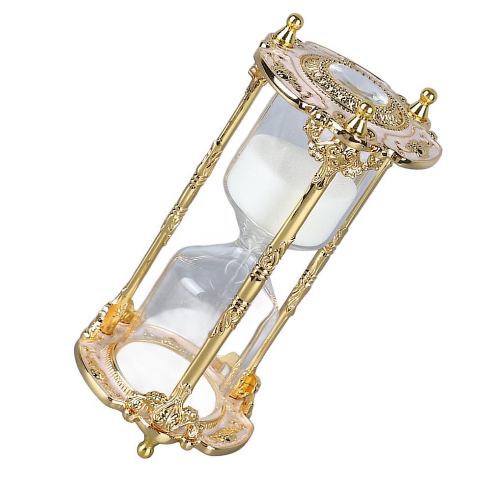 Antique Sand Hourglass Timer Metal Elegant 15 Minutes Decorative Hourglass for Wedding Home Desk