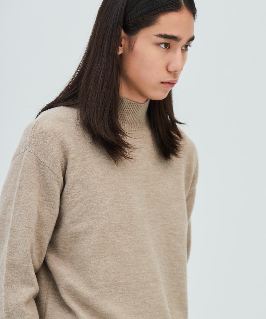 LEIRE Minimal Wool Mock Neck Knit [Beige]