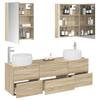 5 Piece Bathroom Furniture Set Sonoma Oak Engineered Wood & Glass