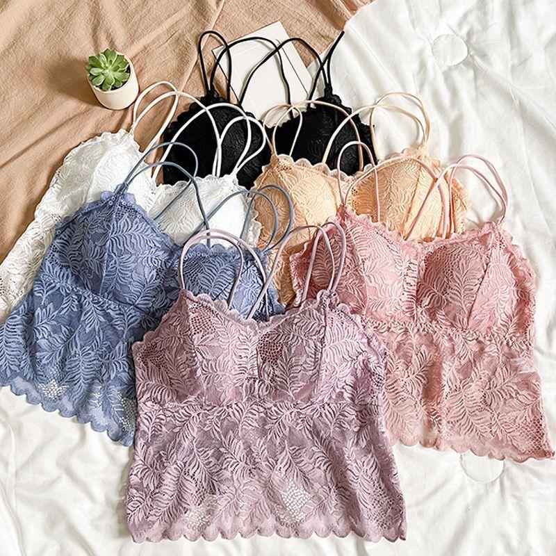 Sexy Full Lace Long Tube Top Underwear for Women With Removable Chest Pads Camisole